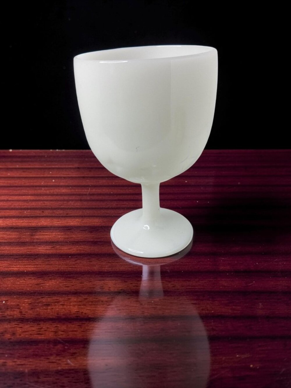Vintage 1960s Milk Glass Compote Indented Star Pattern Goblet